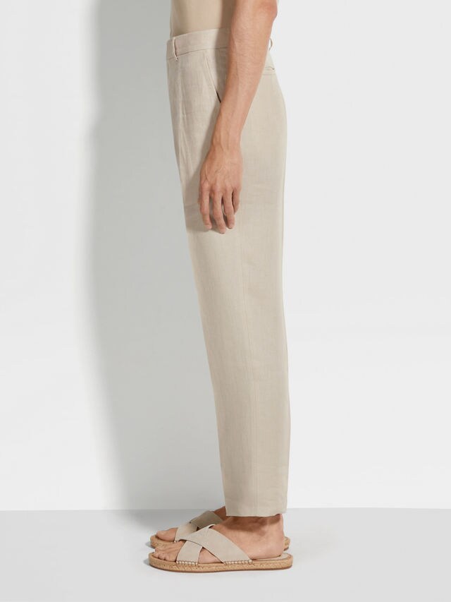 Light Beige Oasi Lino Pants Product detail photo #3