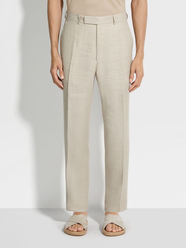 Light Beige Oasi Lino Pants Product detail photo #4