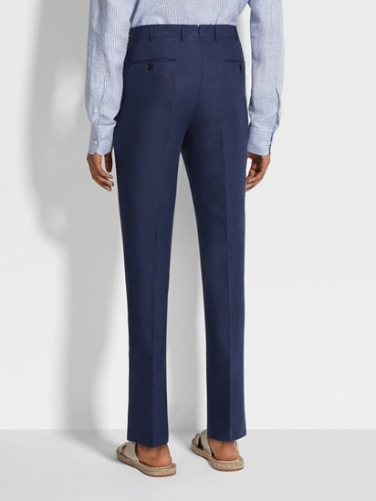 Navy Blue Oasi Lino Pants SS25 30222598 | Zegna TR Navy Blue Oasi Lino Pants SS25 30222598 | Zegna TR