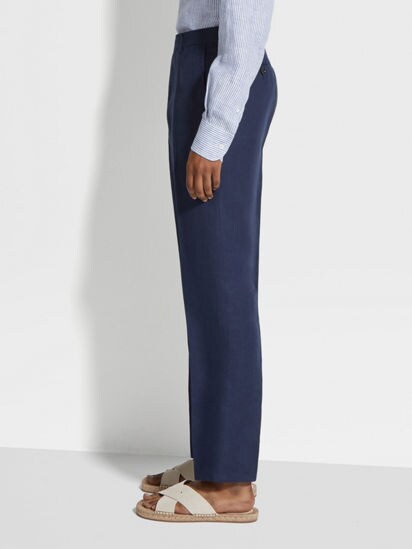 Navy Blue Oasi Lino Pants SS25 30222598 | Zegna TR Navy Blue Oasi Lino Pants SS25 30222598 | Zegna TR