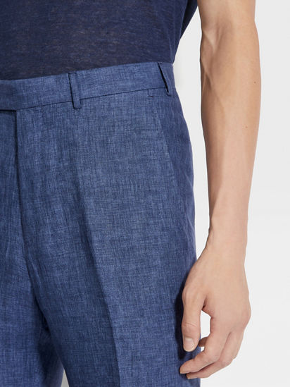 Avio Blue Oasi Lino Pants SS25 30314200 | Zegna US