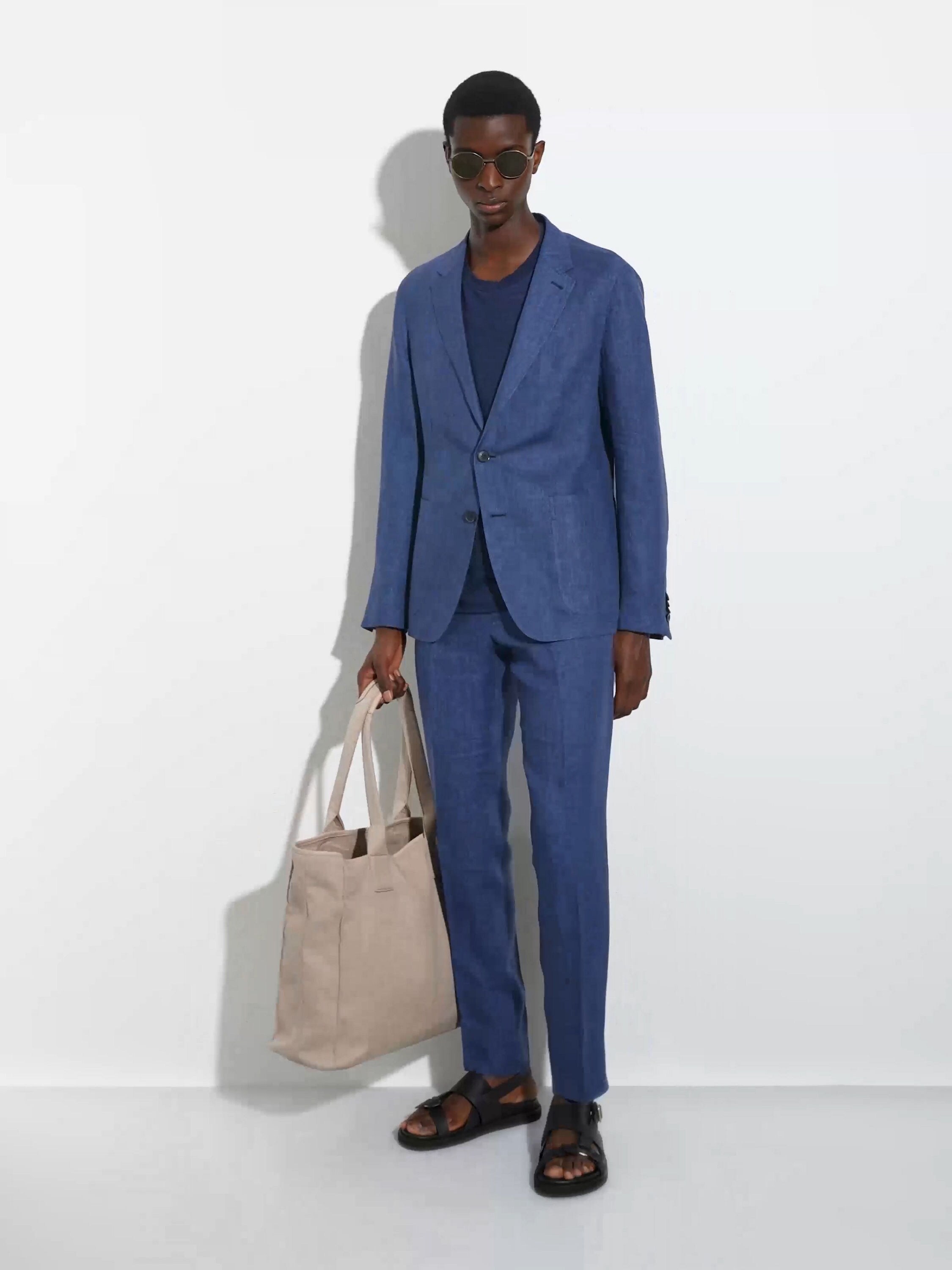 Avio Blue Oasi Lino Pants SS25 30314200 | Zegna US