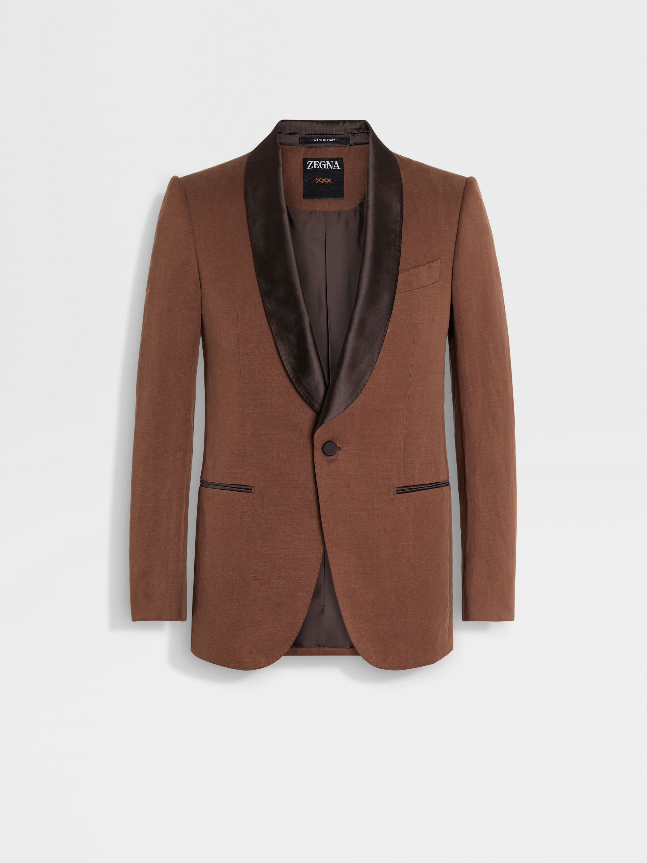 Brown Silk and Linen Evening Jacket 