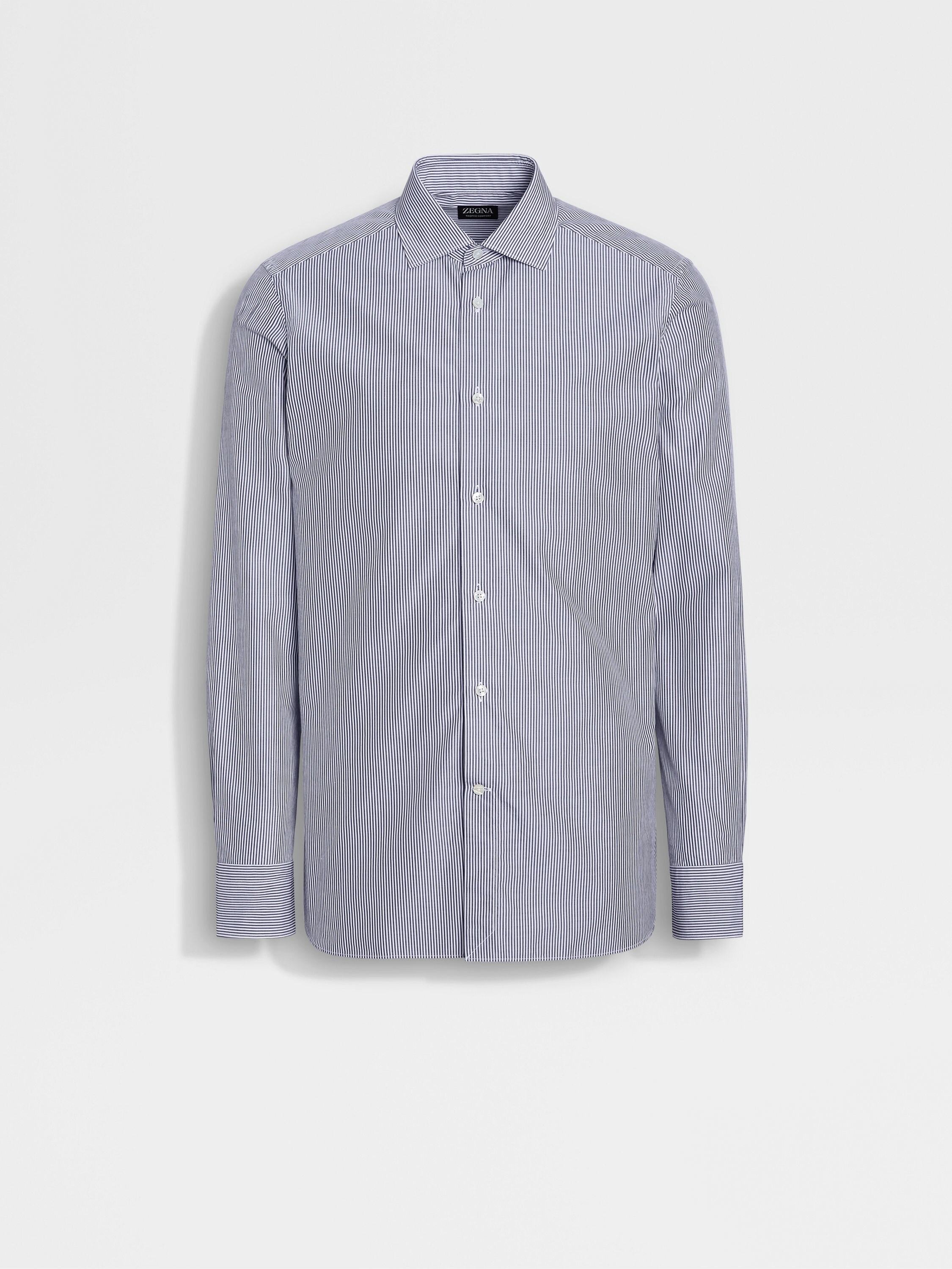 Blue and White Micro-striped Trofeo™ Comfort Cotton Shirt 