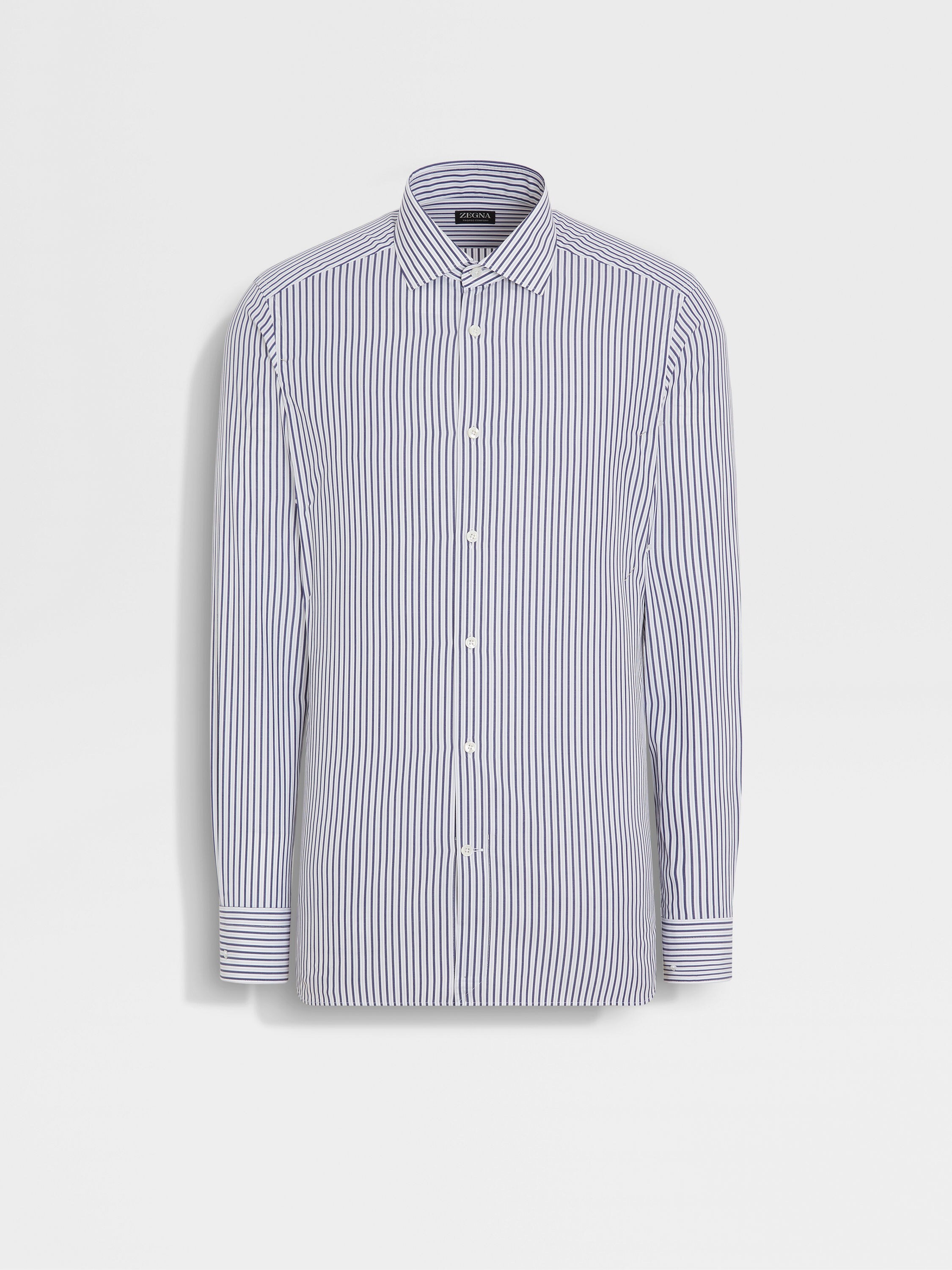 Blue and White Striped Trofeo™ Comfort Cotton Shirt 