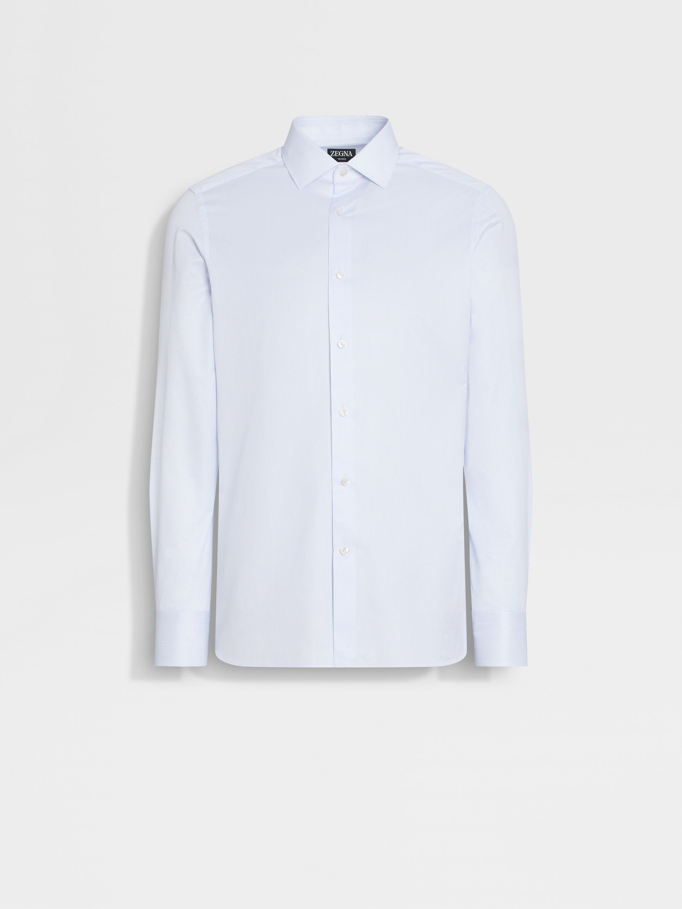 White and Light Blue Micro-striped Trofeo™ Cotton Shirt