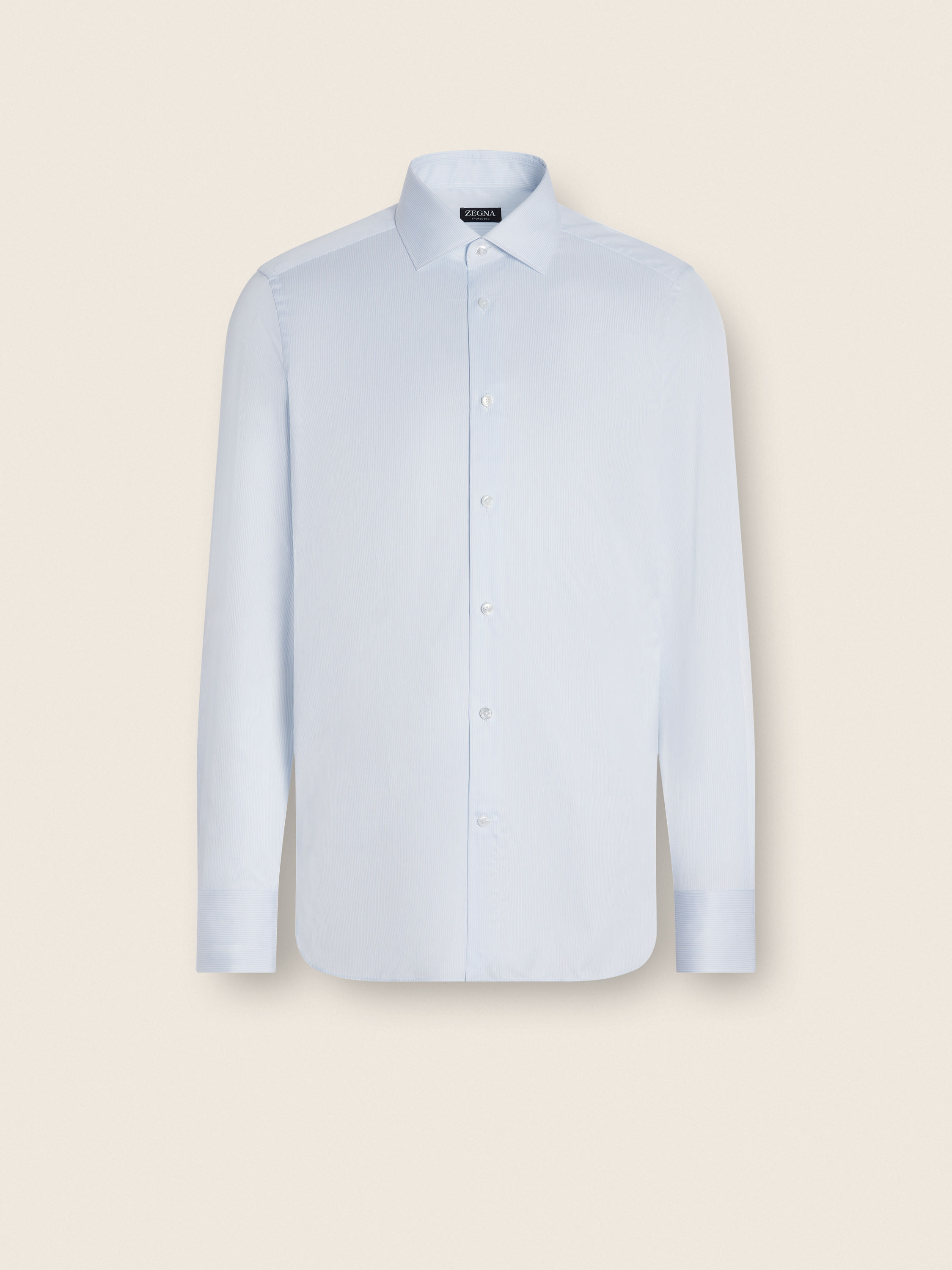 白色搭淺藍色小條紋 Trofeo 600 棉絲混紡襯衫 產品細節圖 #1