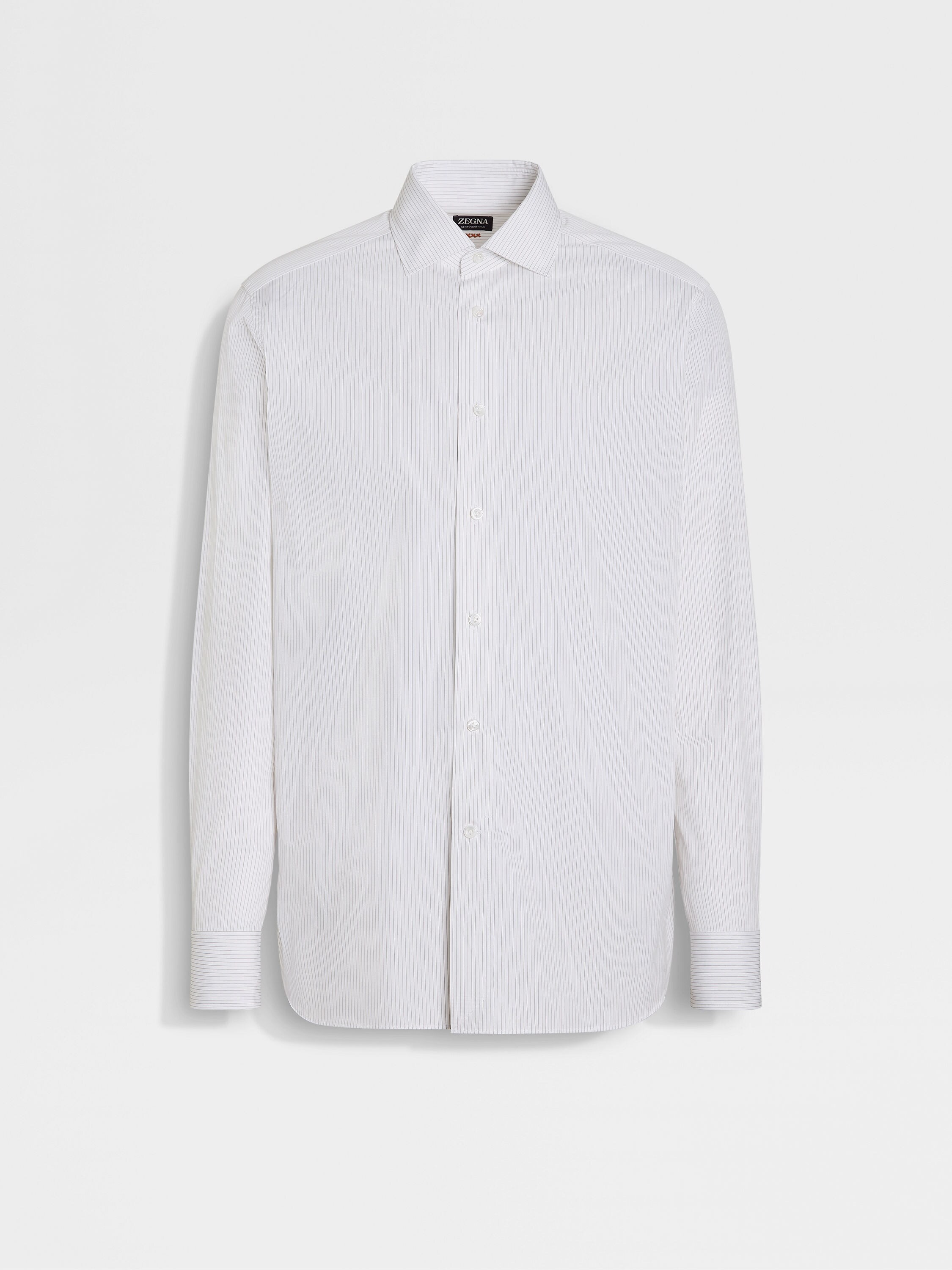 White and Khaki Striped Centoventimila Cotton Shirt 