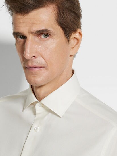 White Silk Cotton and Cashmere Shirt FW24 32076719 | Zegna US White Silk Cotton and Cashmere Shirt FW24 32076719 | Zegna US