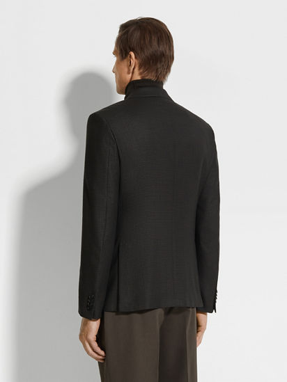 ブラック&ダークブラウン ウール&シルク混紡ジャケット FW24 ブラック&ダークブラウン ウール&シルク混紡ジャケット FW24
