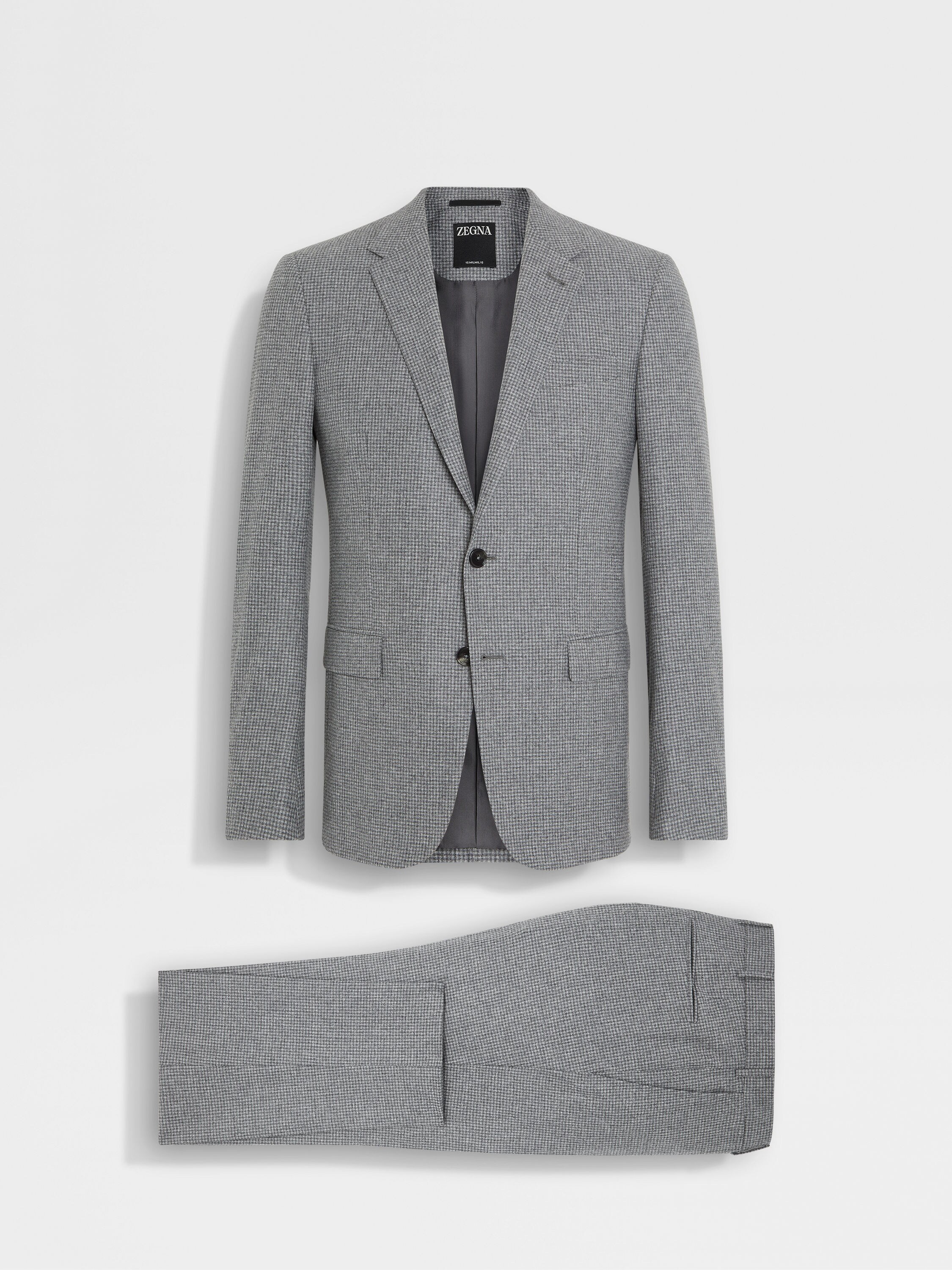 Grey and Light Grey 15milmil15 Wool Silk and Cashmere Suit 