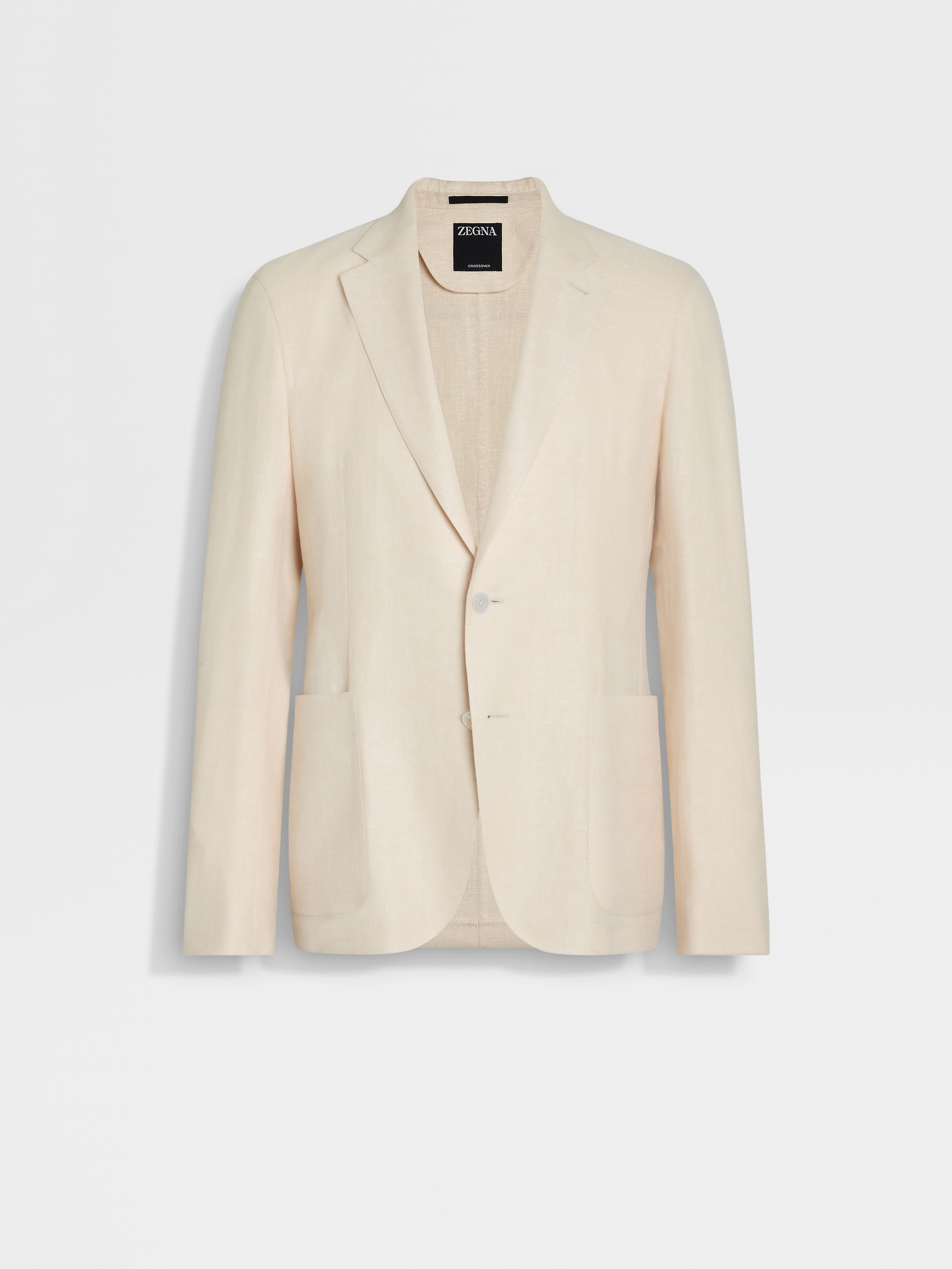 Light Beige Crossover Linen Wool and Silk Blend Jacket SS25 Light Beige Crossover Linen Wool and Silk Blend Jacket SS25