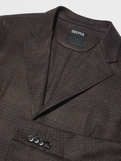 ダークブラウン&ブラウン シルク&カシミヤ混紡ジャケット FW24 ダークブラウン&ブラウン シルク&カシミヤ混紡ジャケット FW24