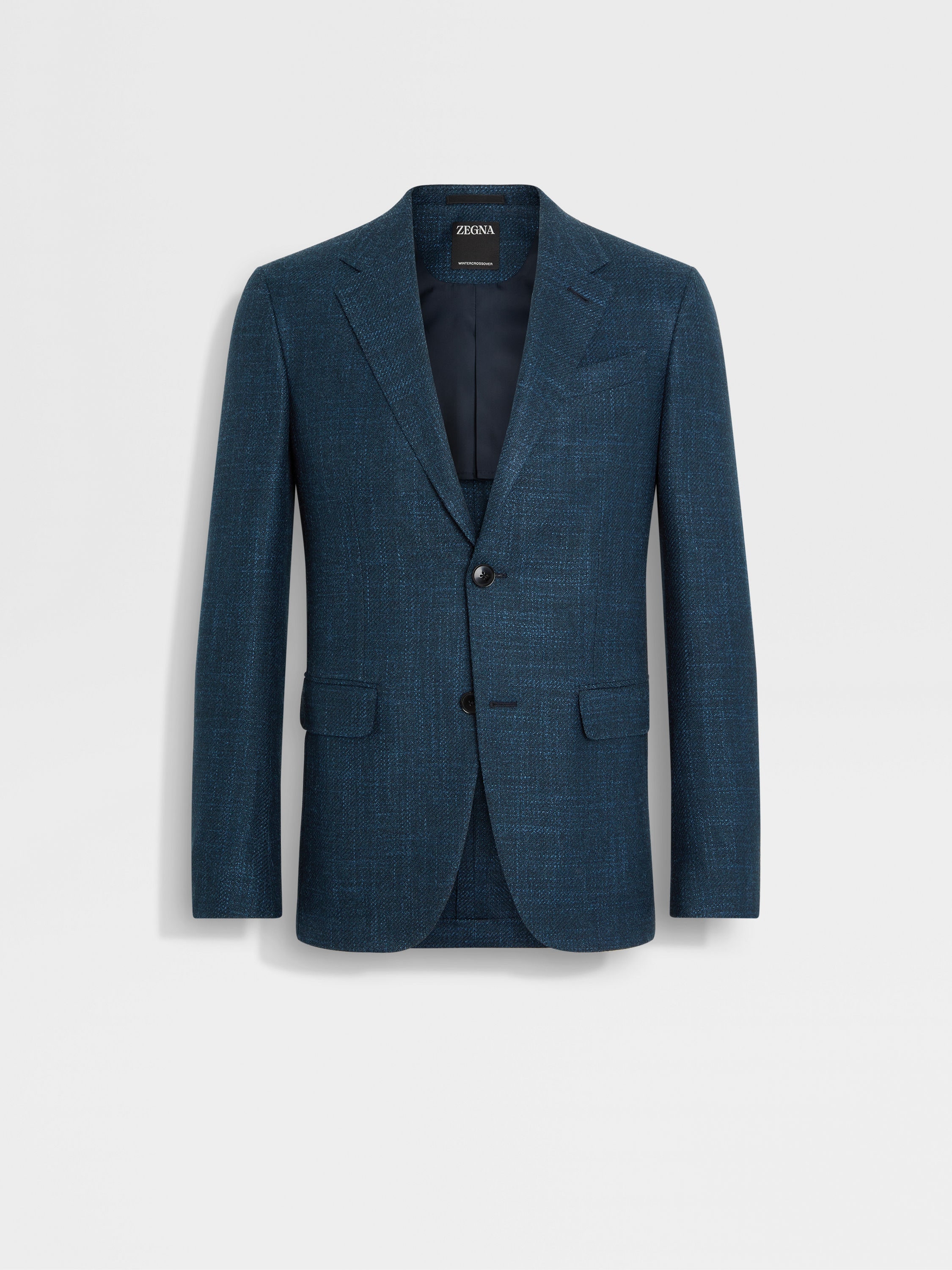 Dark Teal Blue Winter Crossover Wool Silk and Cashmere Jacket