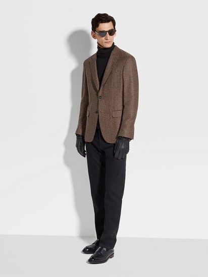 Dark Brown and Light Brown Cashmere and Silk Jacket SS25 Dark Brown and Light Brown Cashmere and Silk Jacket SS25