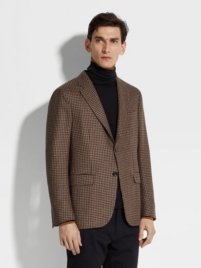 Dark Brown and Light Brown Cashmere and Silk Jacket SS25 Dark Brown and Light Brown Cashmere and Silk Jacket SS25