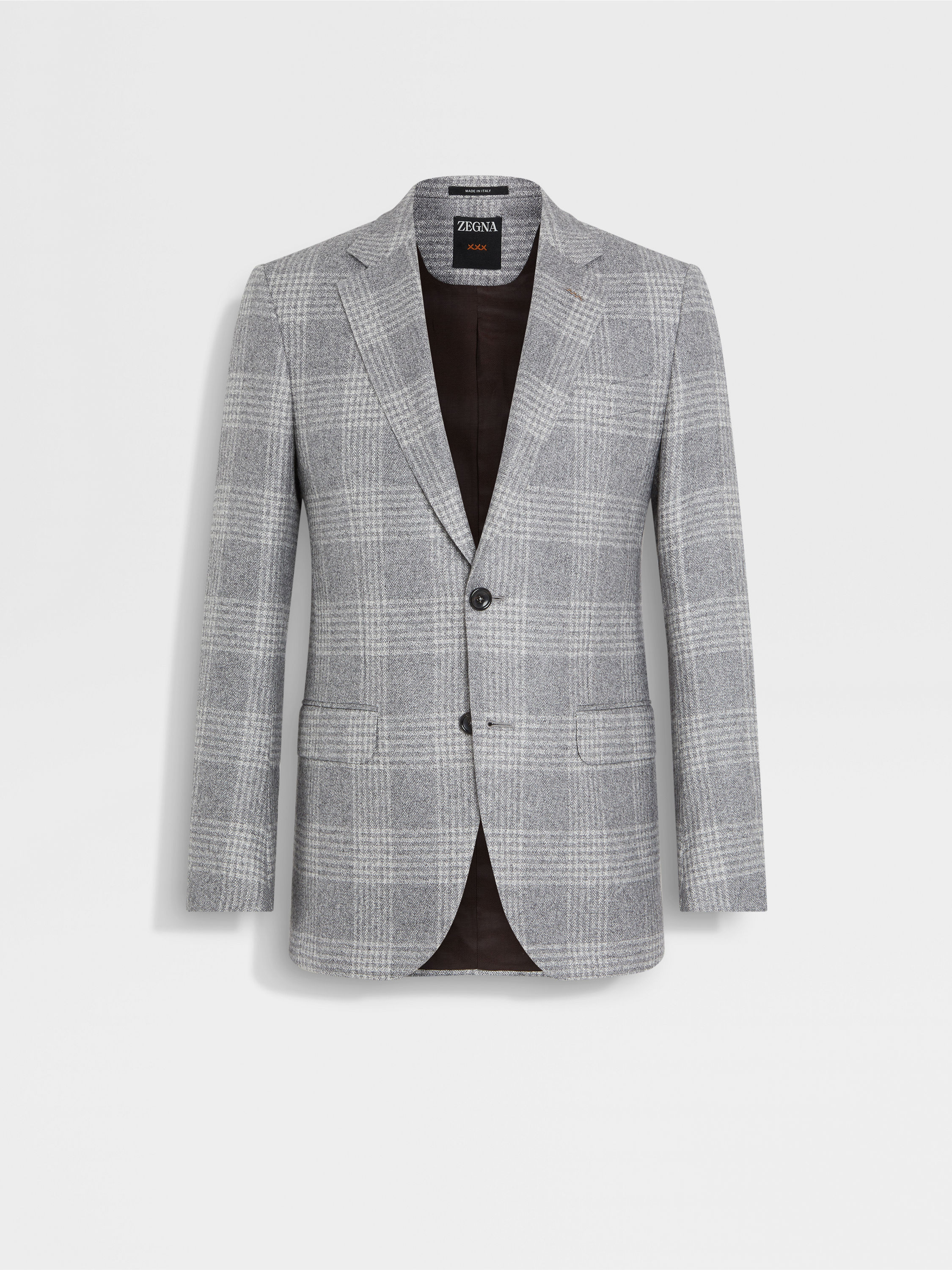 Grey and White Silk and Cashmere Jacket 