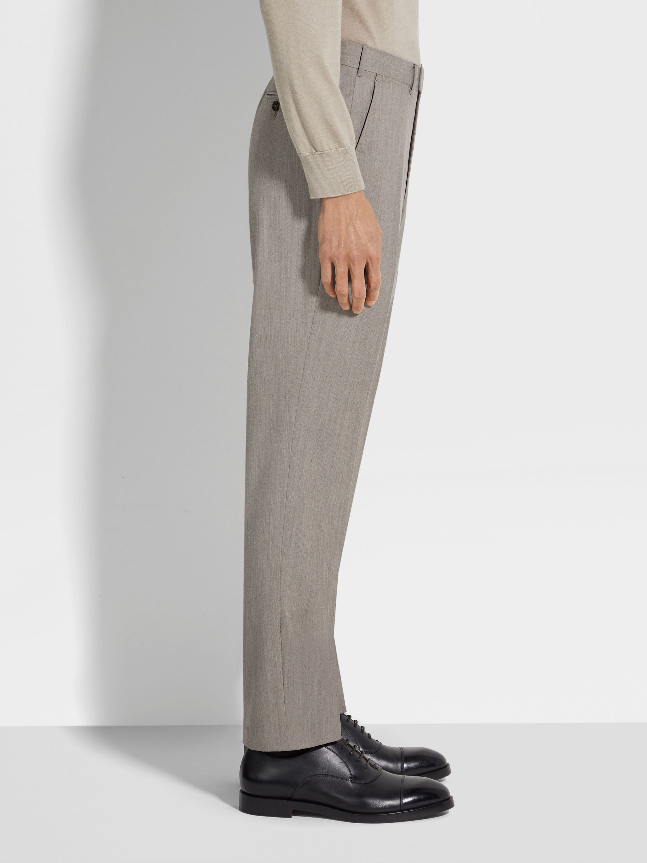 Beige Centoventimila Wool Pants Product detail photo #2