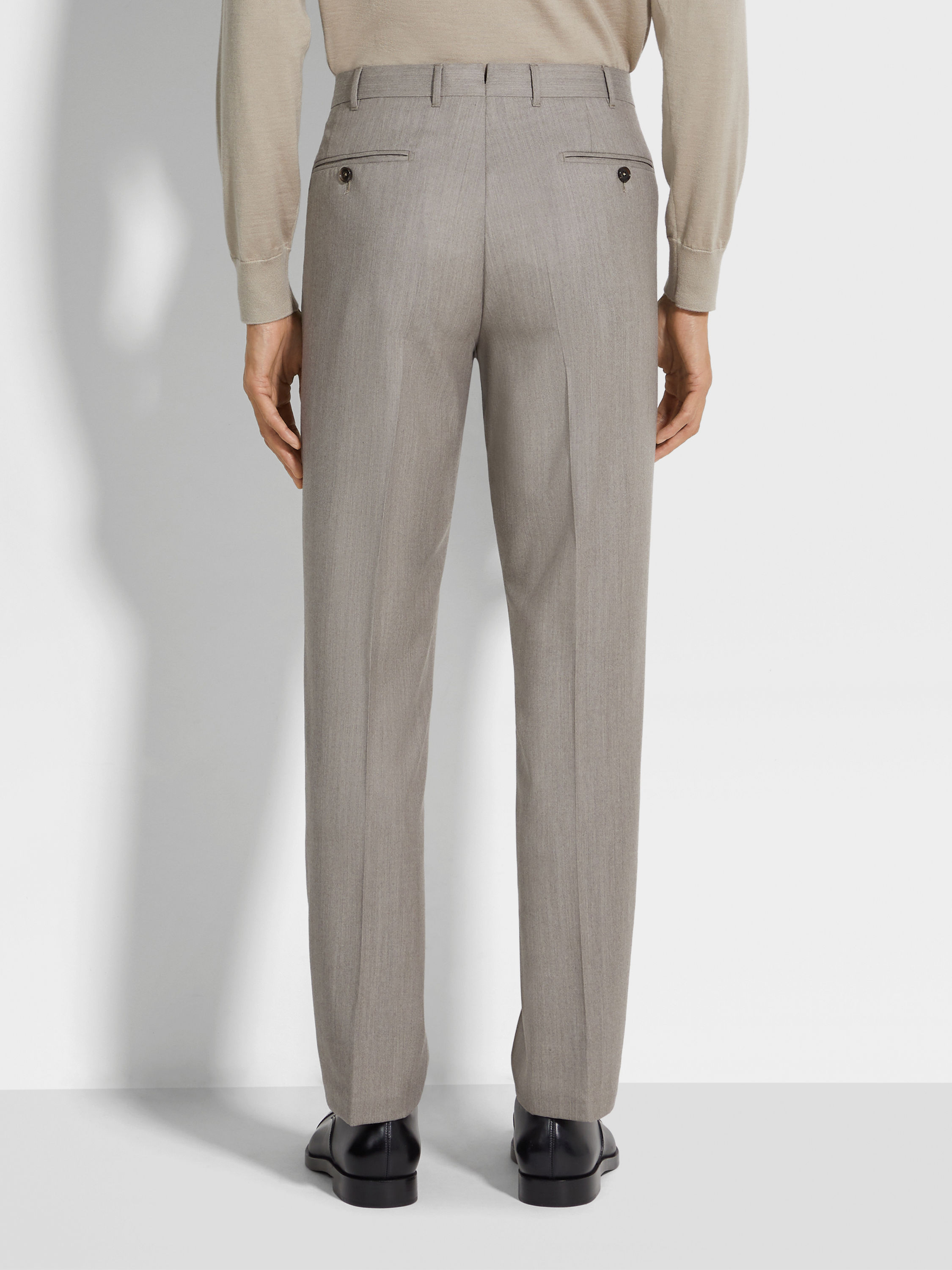 Beige Centoventimila Wool Pants Product detail photo #4