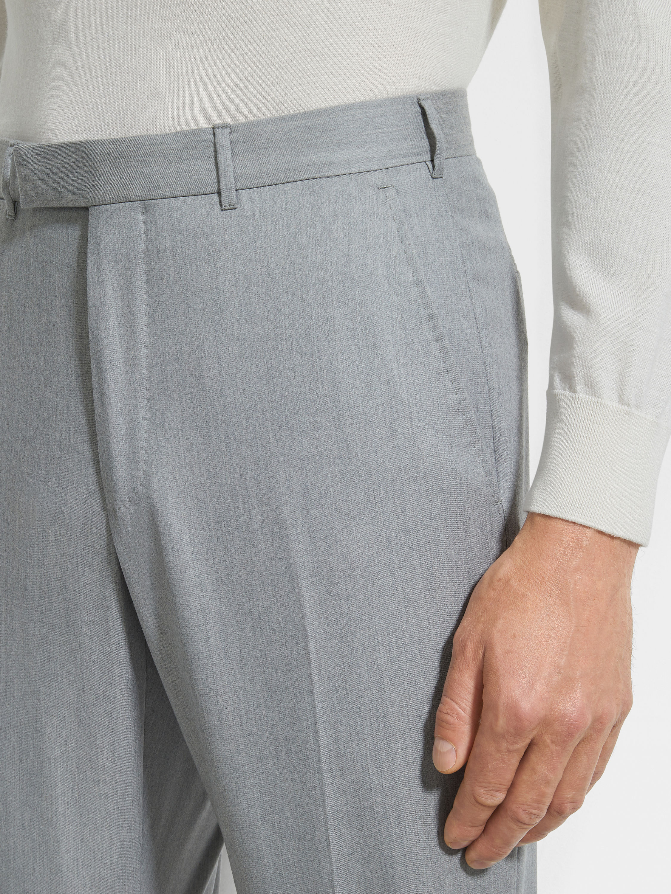Light Grey Centoventimila Wool Pants Product detail photo #1