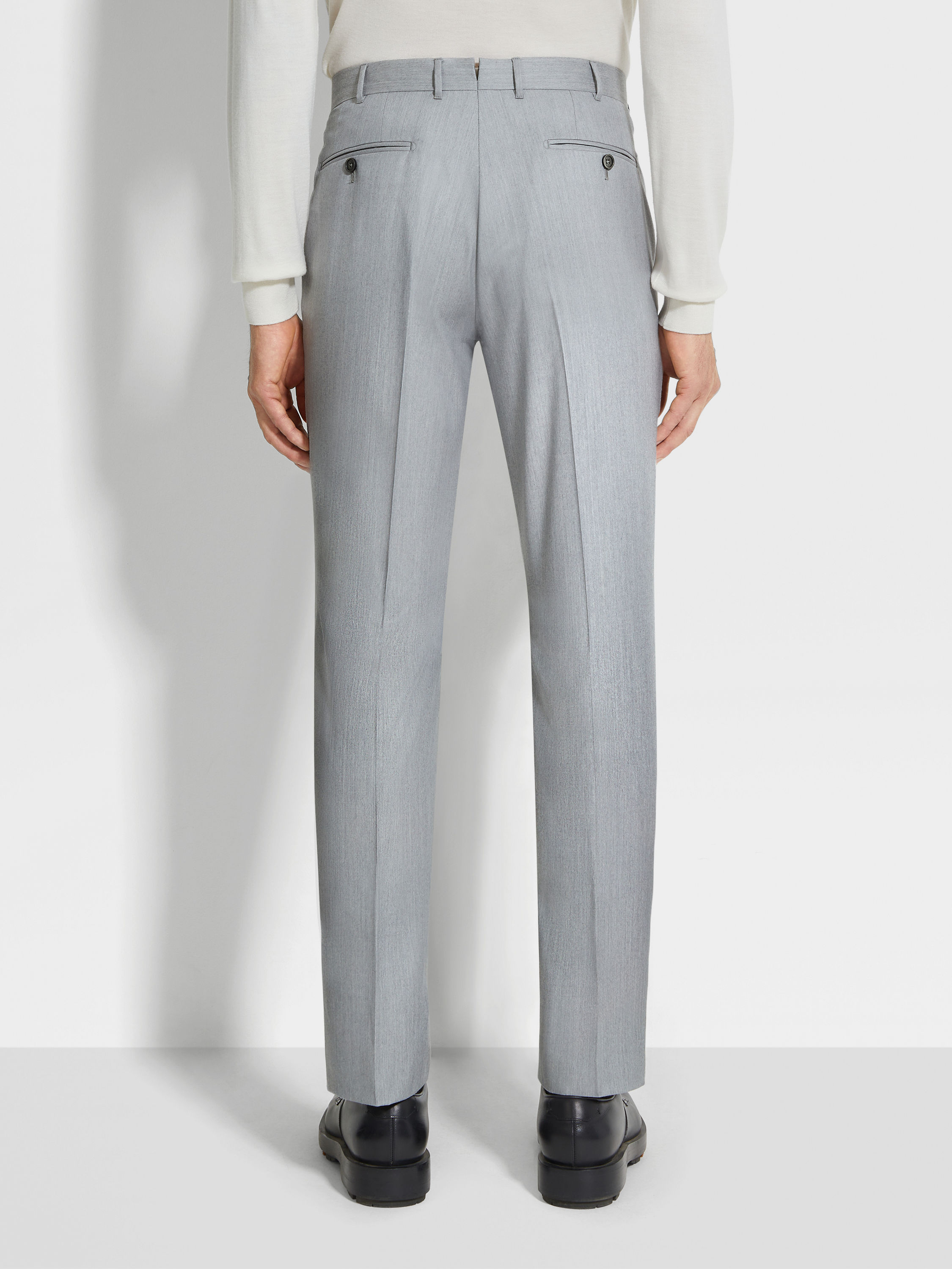 Light Grey Centoventimila Wool Pants Product detail photo #5