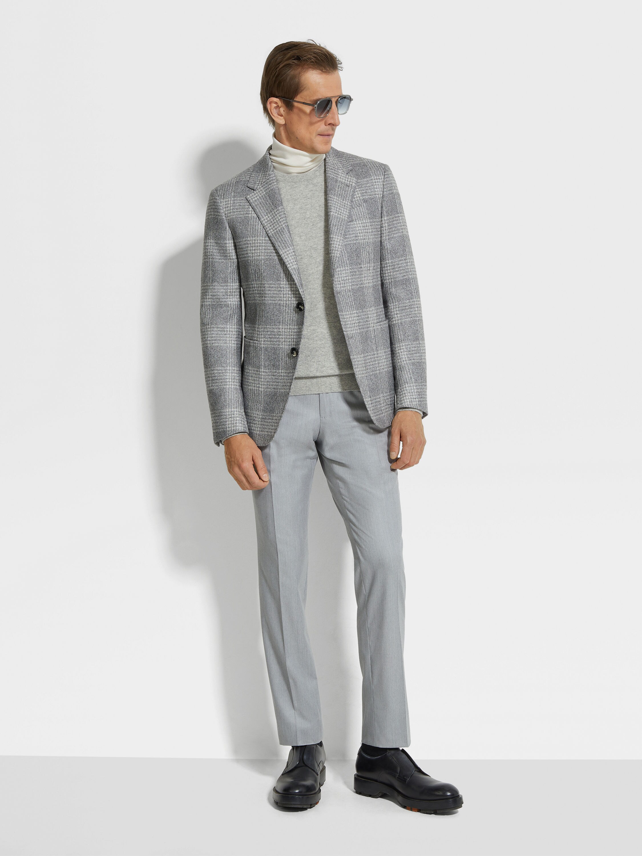 Light Grey Centoventimila Wool Pants Product detail photo #2