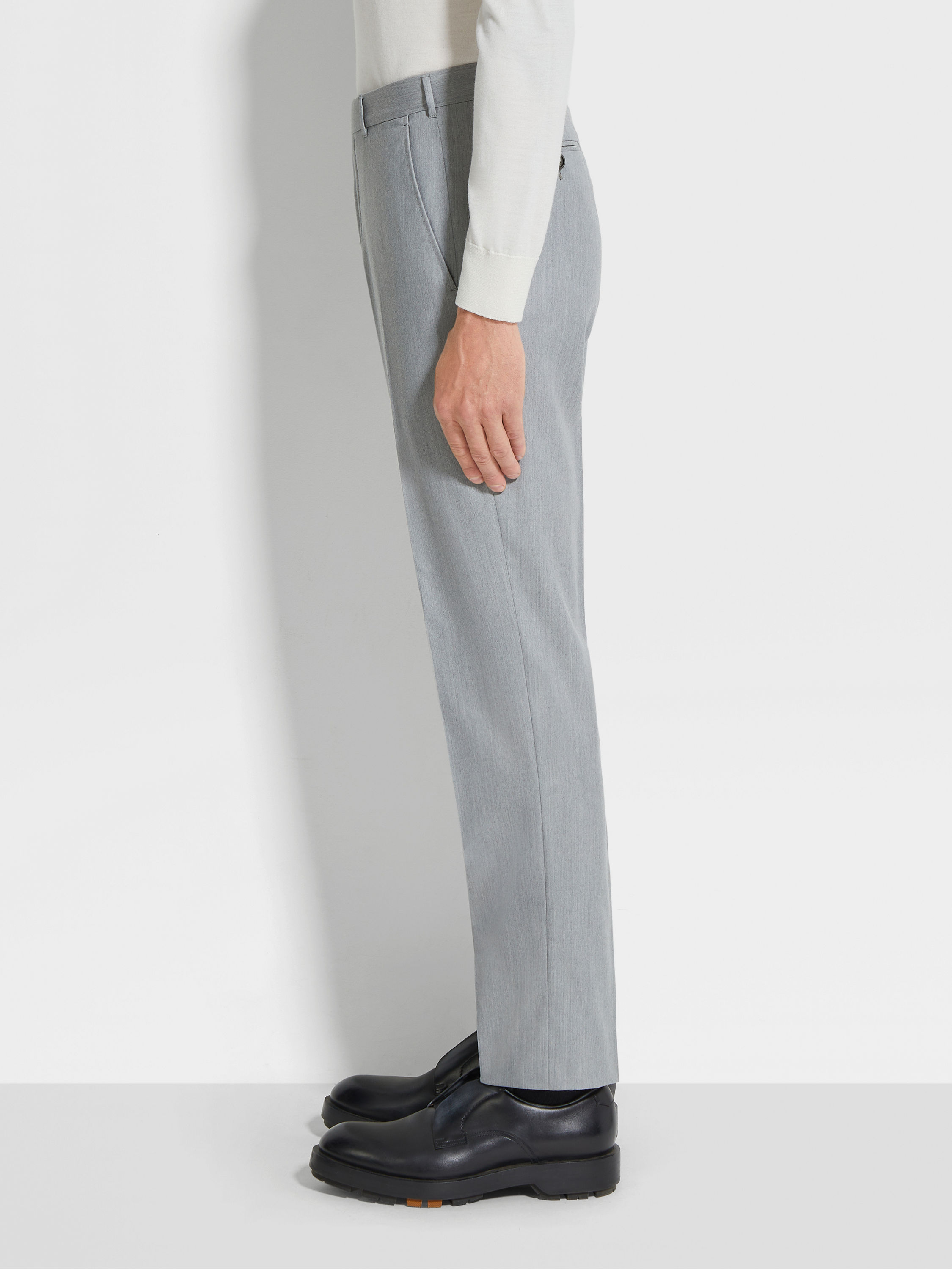 Light Grey Centoventimila Wool Pants Product detail photo #3