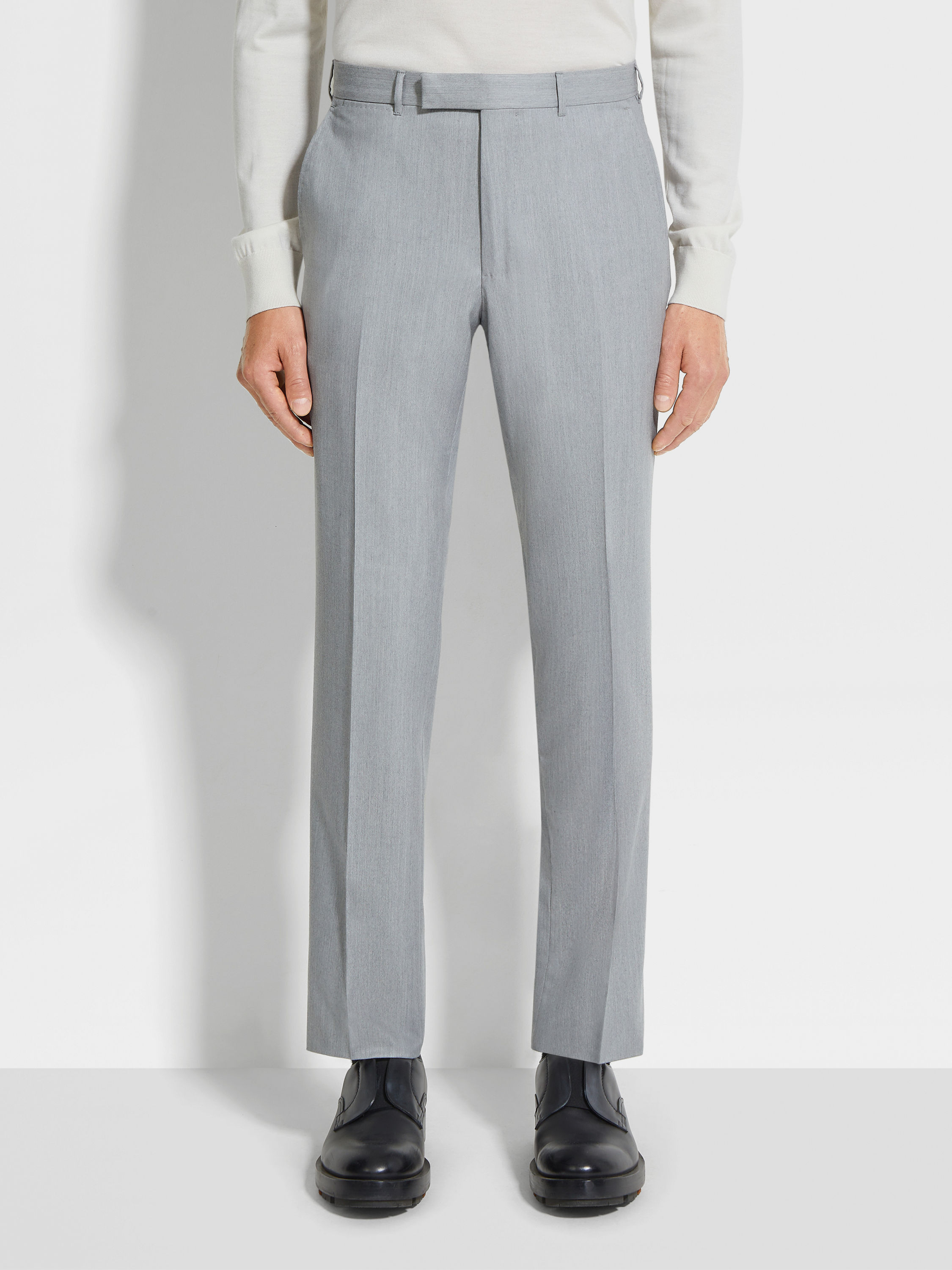 Light Grey Centoventimila Wool Pants Product detail photo #4