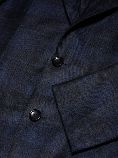 ネイビーブルー&ブルー カシミヤ&シルク混紡ジャケット FW24 ネイビーブルー&ブルー カシミヤ&シルク混紡ジャケット FW24
