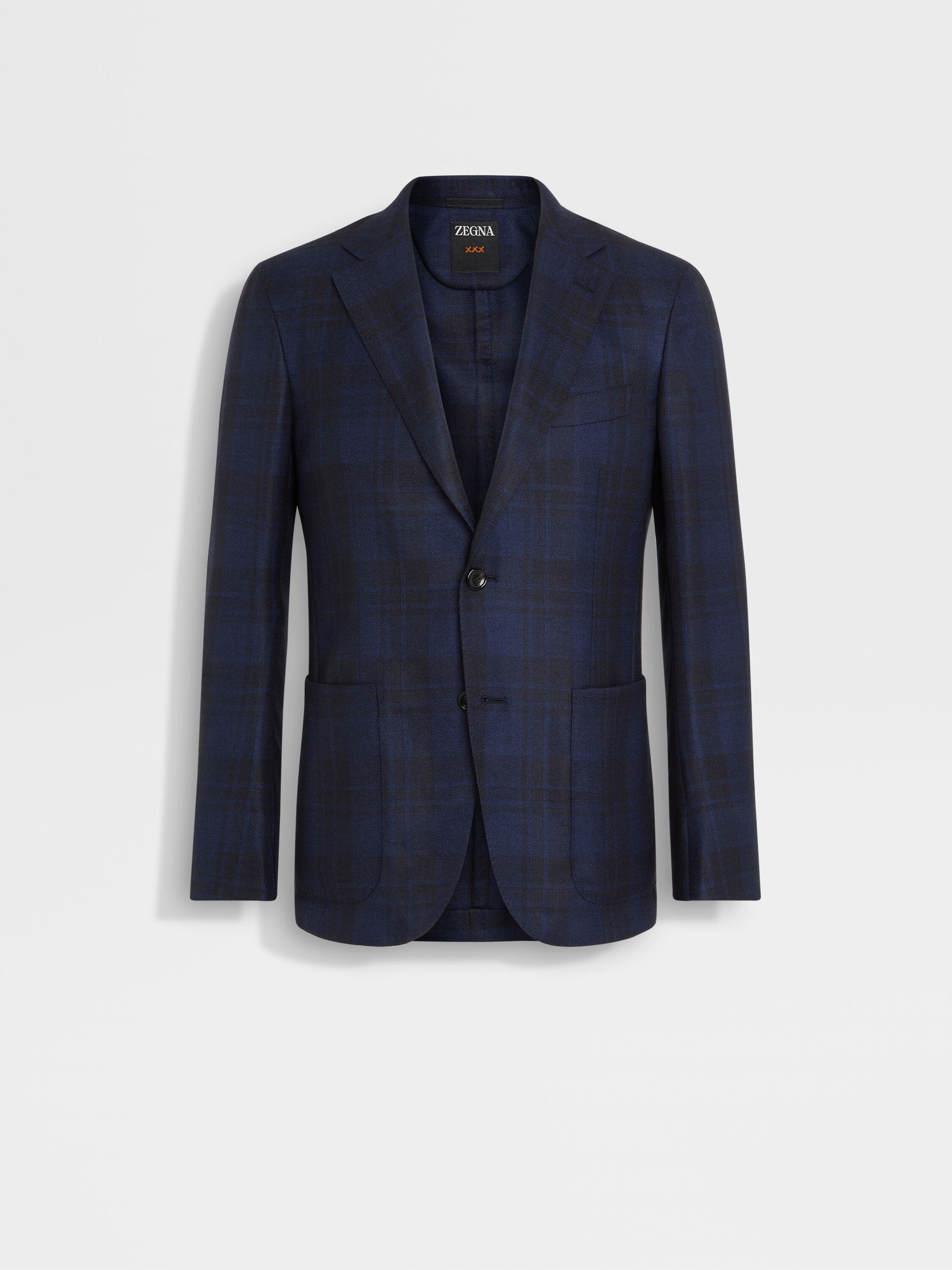 ネイビーブルー&ブルー カシミヤ&シルク混紡ジャケット FW24 ネイビーブルー&ブルー カシミヤ&シルク混紡ジャケット FW24