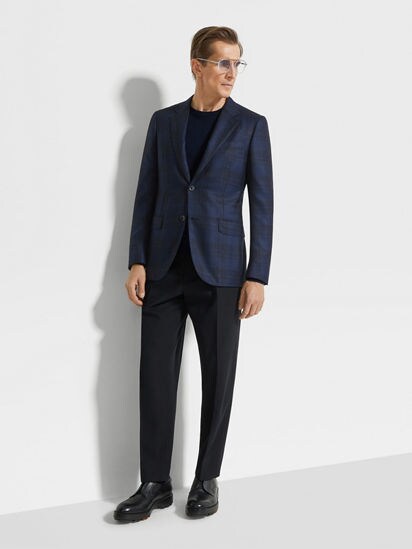Navy Blue and Blue Cashmere and Silk Jacket FW24 31793135 Zegna HU