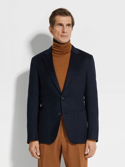 Navy Blue Oasi Cashmere Jacket FW24 32019677 | Zegna US Navy Blue Oasi Cashmere Jacket FW24 32019677 | Zegna US