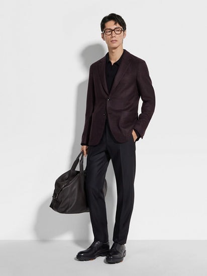 Dark Purple and Black Oasi Cashmere Jacket FW24 32132140 Dark Purple and Black Oasi Cashmere Jacket FW24 32132140