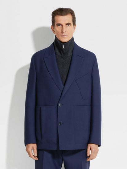 Ink Blue Wool Jacket FW24 32263124 | Zegna ROW Ink Blue Wool Jacket FW24 32263124 | Zegna ROW