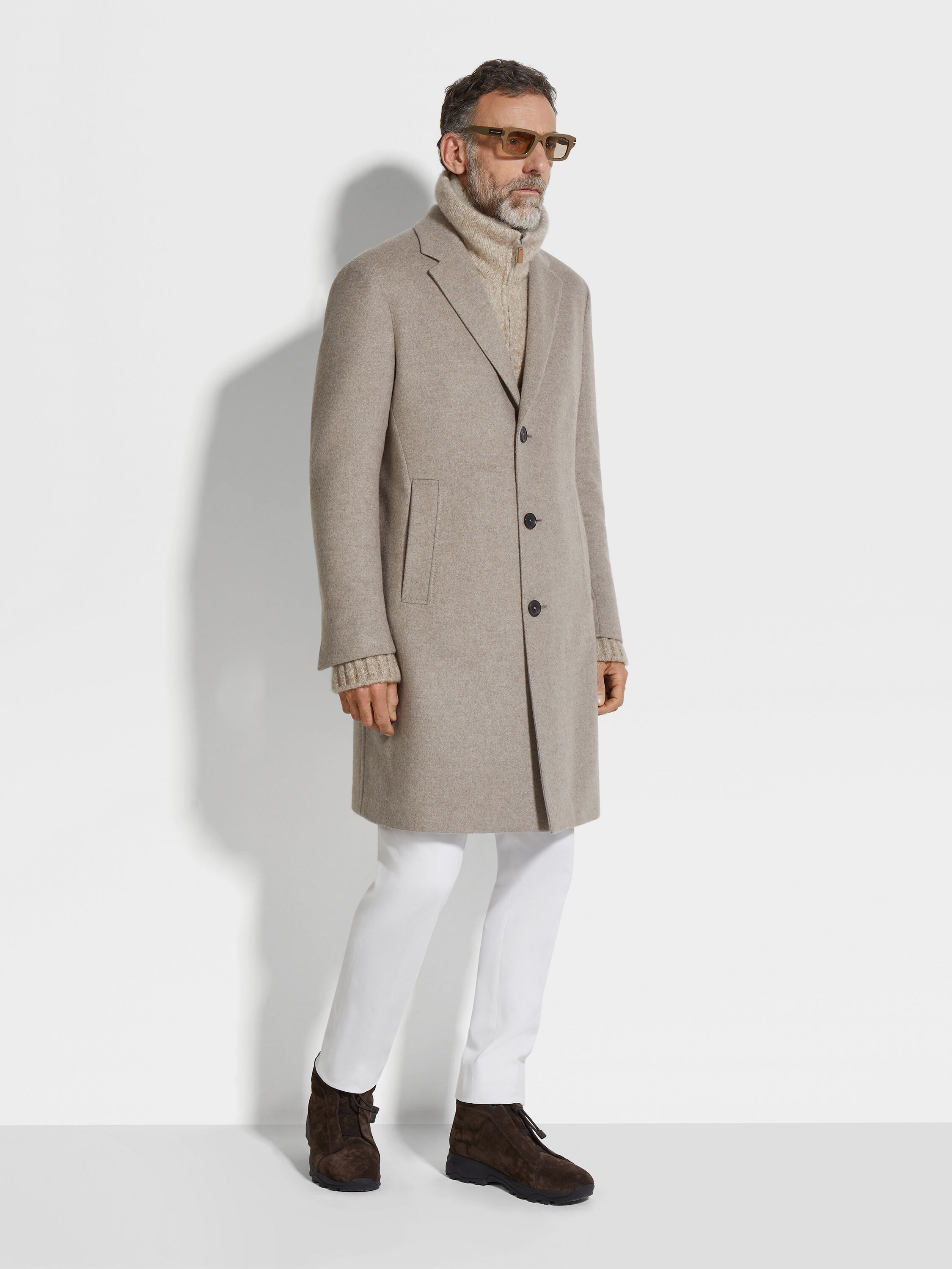 Light Taupe Oasi Cashmere Overcoat Product detail photo #1