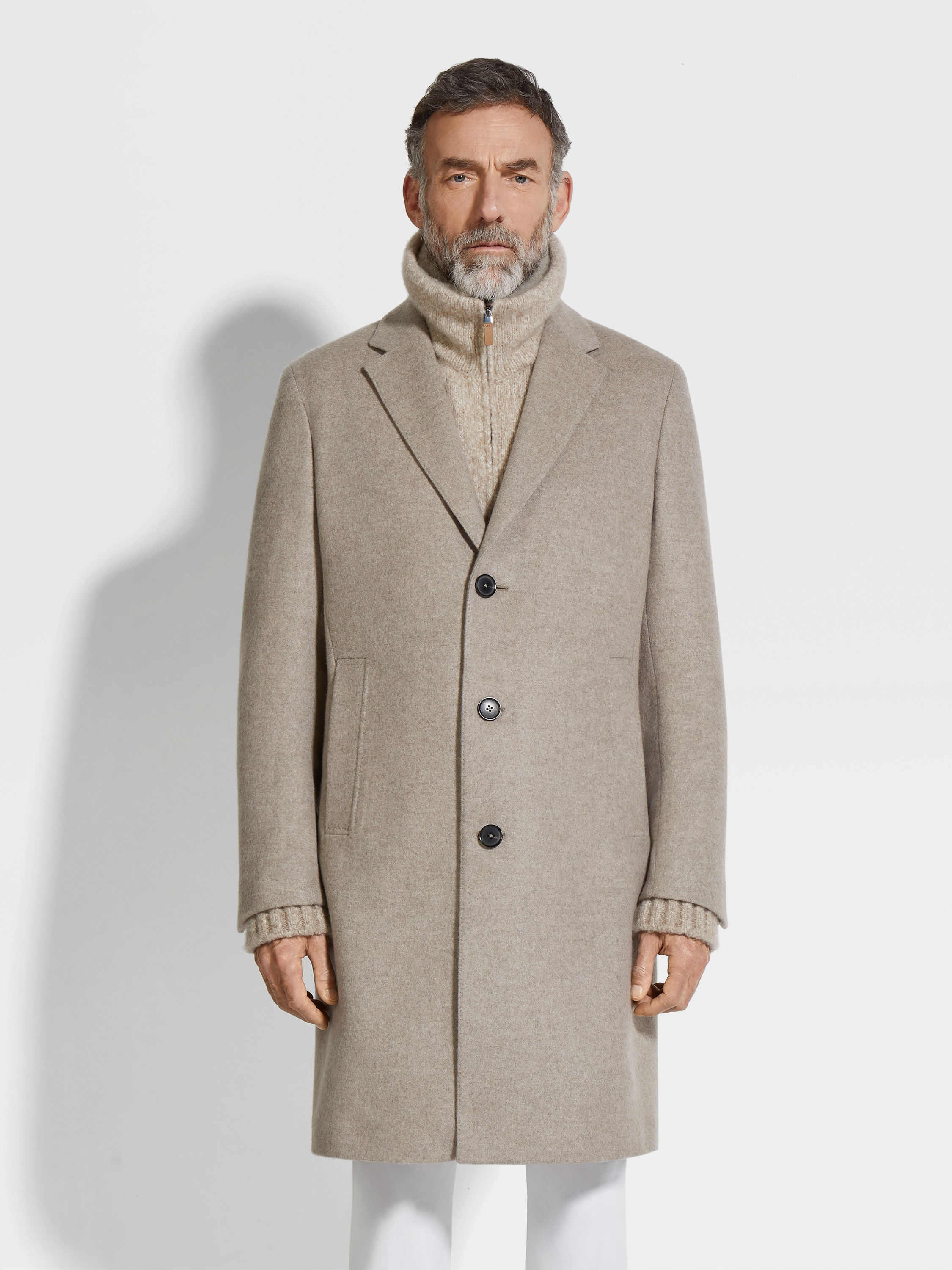 Light Taupe Oasi Cashmere Overcoat Product detail photo #3