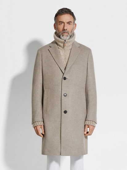Light Taupe Oasi Cashmere Overcoat FW25 31836156 | Zegna FI Light Taupe Oasi Cashmere Overcoat FW25 31836156 | Zegna FI