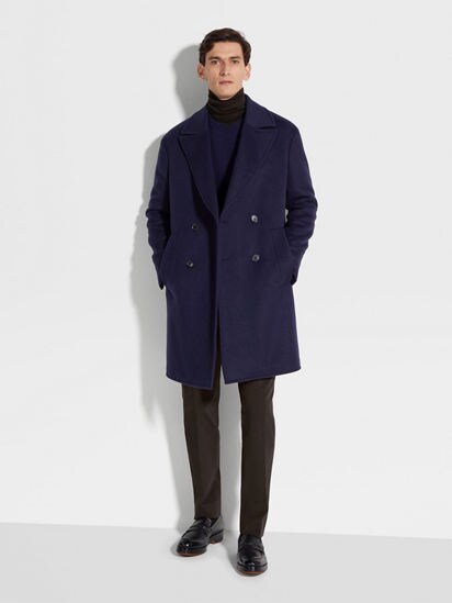 Ink Blue Oasi Cashmere Overcoat FW24 32076621 | Zegna CA Ink Blue Oasi Cashmere Overcoat FW24 32076621 | Zegna CA