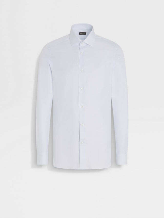 Light Blue Micro-structured Trecapi Cotton Shirt Main product photo