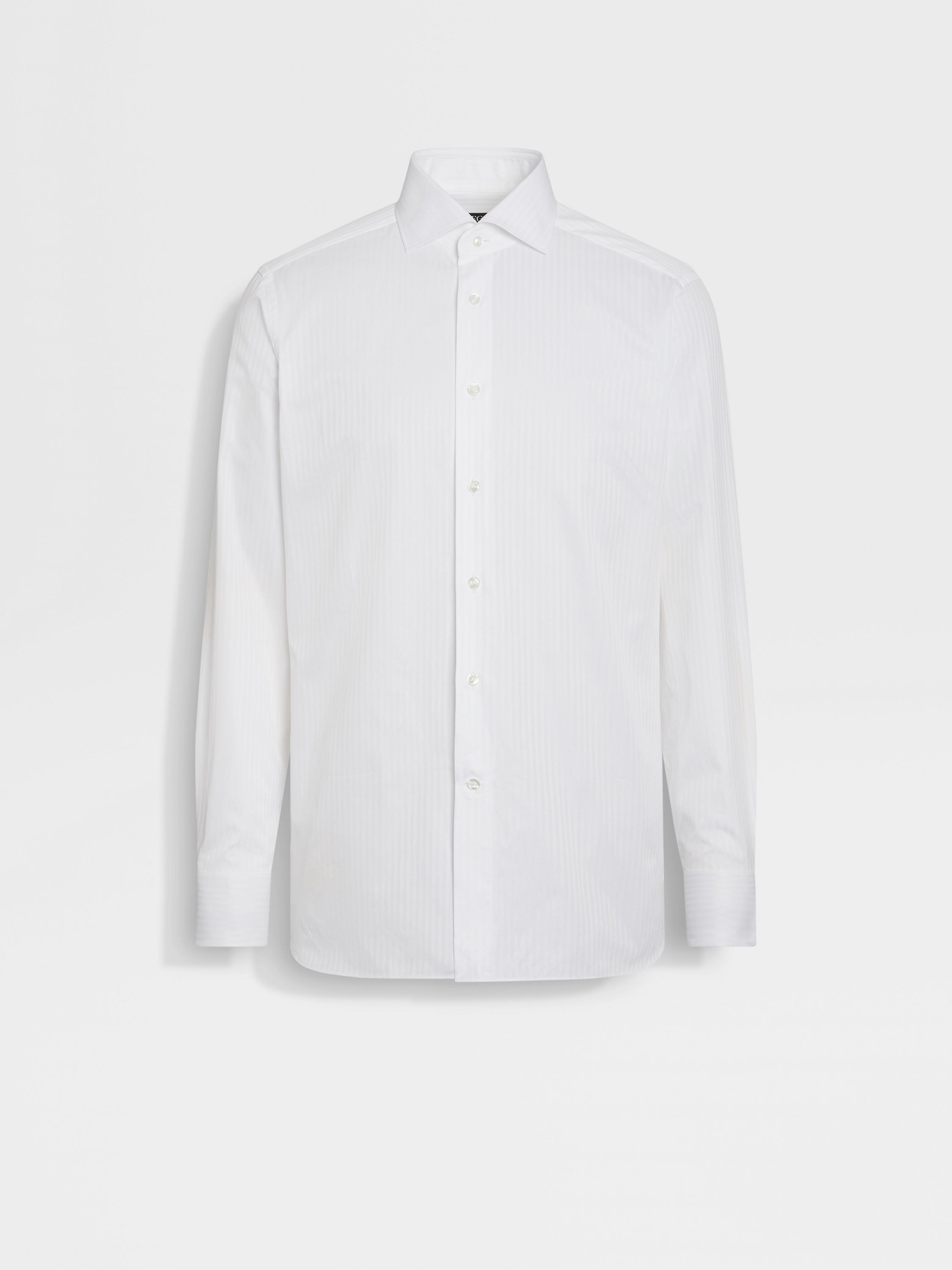 Optical White Structured Striped Centoventimila Cotton Shirt Optical White Structured Striped Centoventimila Cotton Shirt