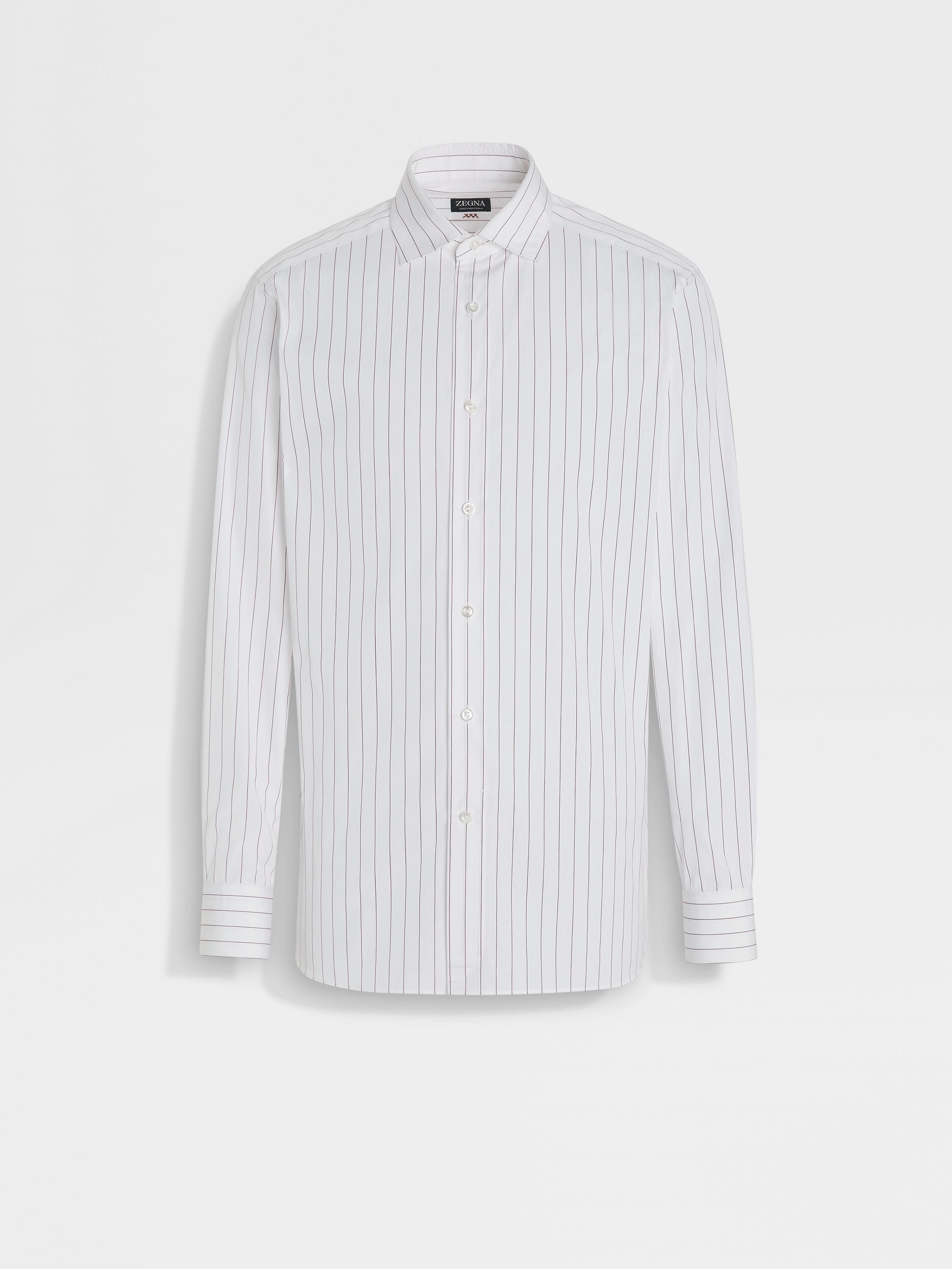 White and Brick Red Macro-striped Centoventimila Cotton Shirt Main product photo