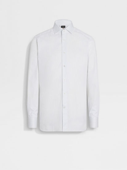 Tシャツ・カットソー ZANONE SS25 linen shirt (810147Z1353 Z0803) White and Light Grey Structured Striped Centoventimila