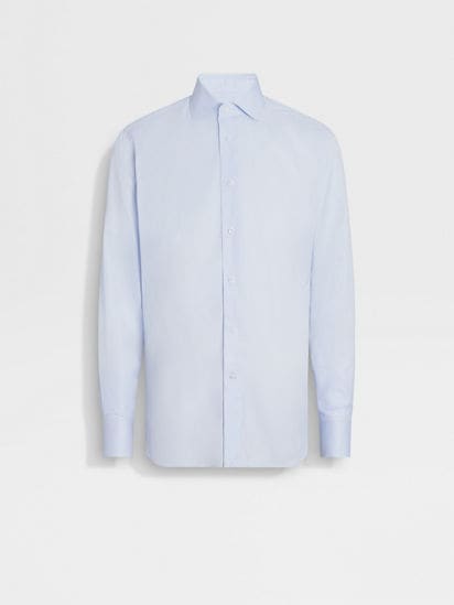 Light Blue and White Micro-checked 300 Cotton Shirt SS25 Light Blue and White Micro-checked 300 Cotton Shirt SS25