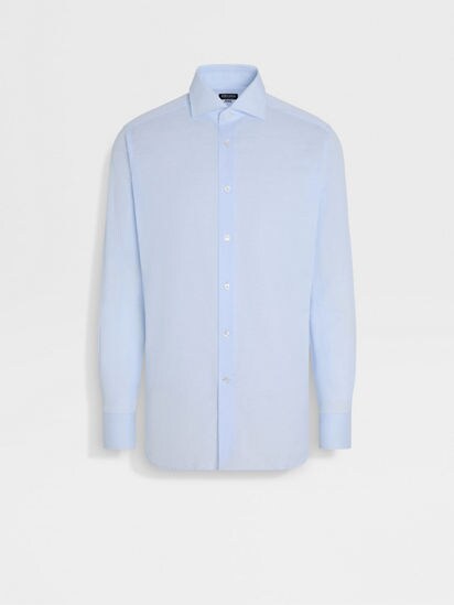 希少！ ANTONIO MIRO 長袖シャツ ゼニア Zegna Light Blue Centoventimila Cotton and Linen Shirt SS25