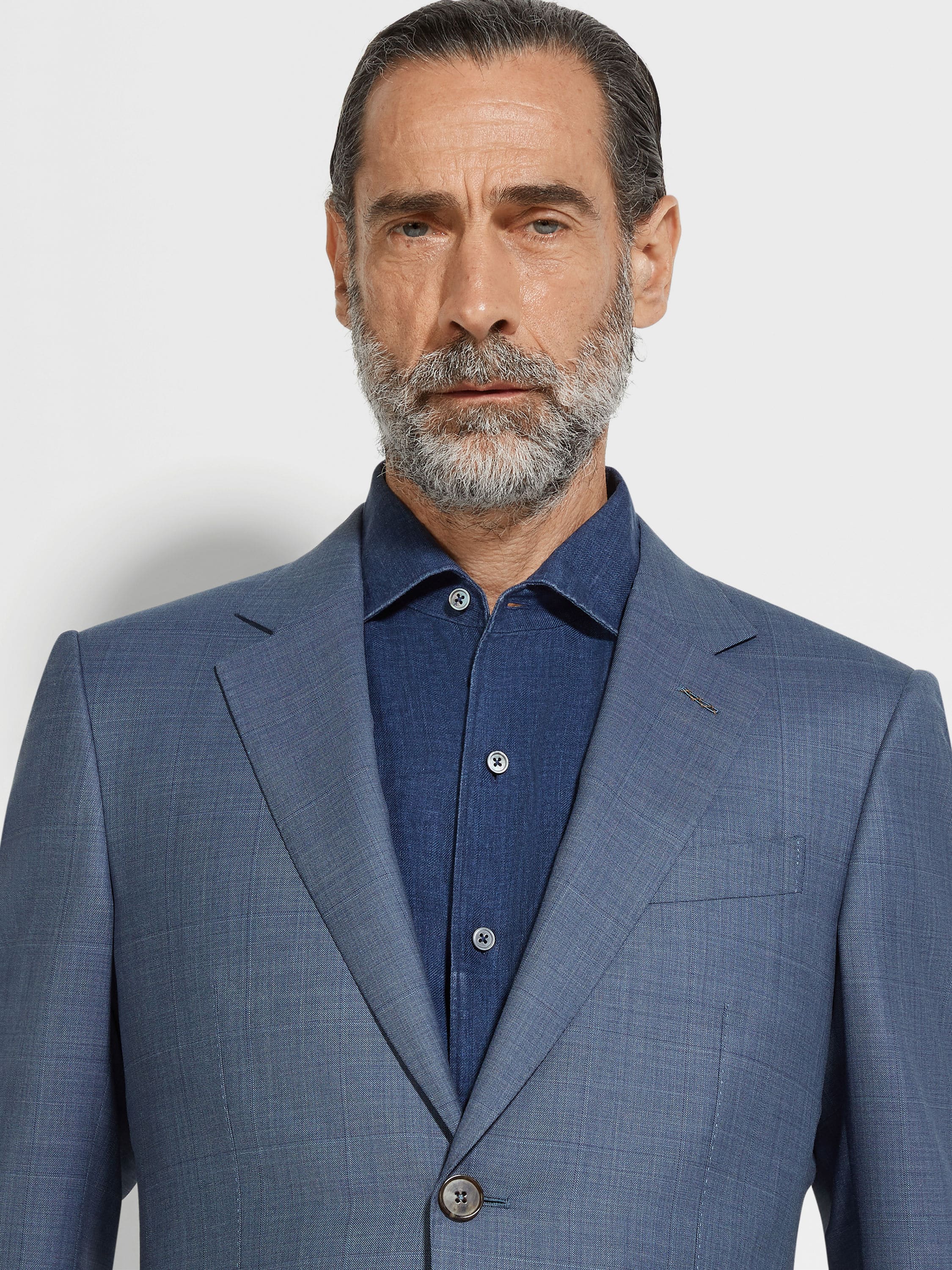 Light Avio Blue Centoventimila Wool Suit Product detail photo #2