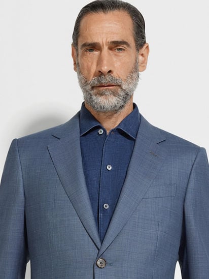 Light Avio Blue Centoventimila Wool Suit SS25 33521980 Light Avio Blue Centoventimila Wool Suit SS25 33521980