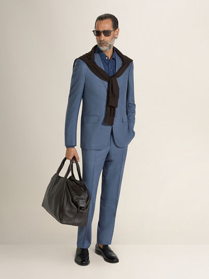 Light Avio Blue Centoventimila Wool Suit SS26 33521980 | Zegna DE