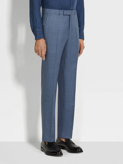 Light Avio Blue Centoventimila Wool Suit FW25 33521980 | Zegna US