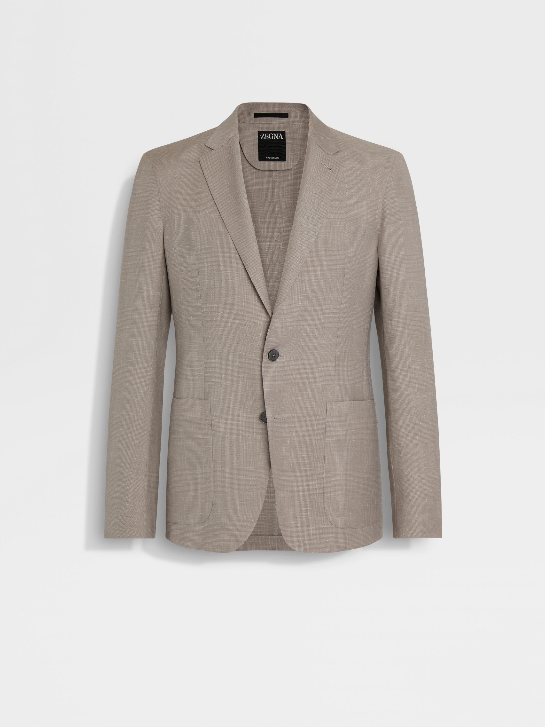 Light Beige and Light Taupe Crossover Wool Silk and Linen Jacket Main product photo