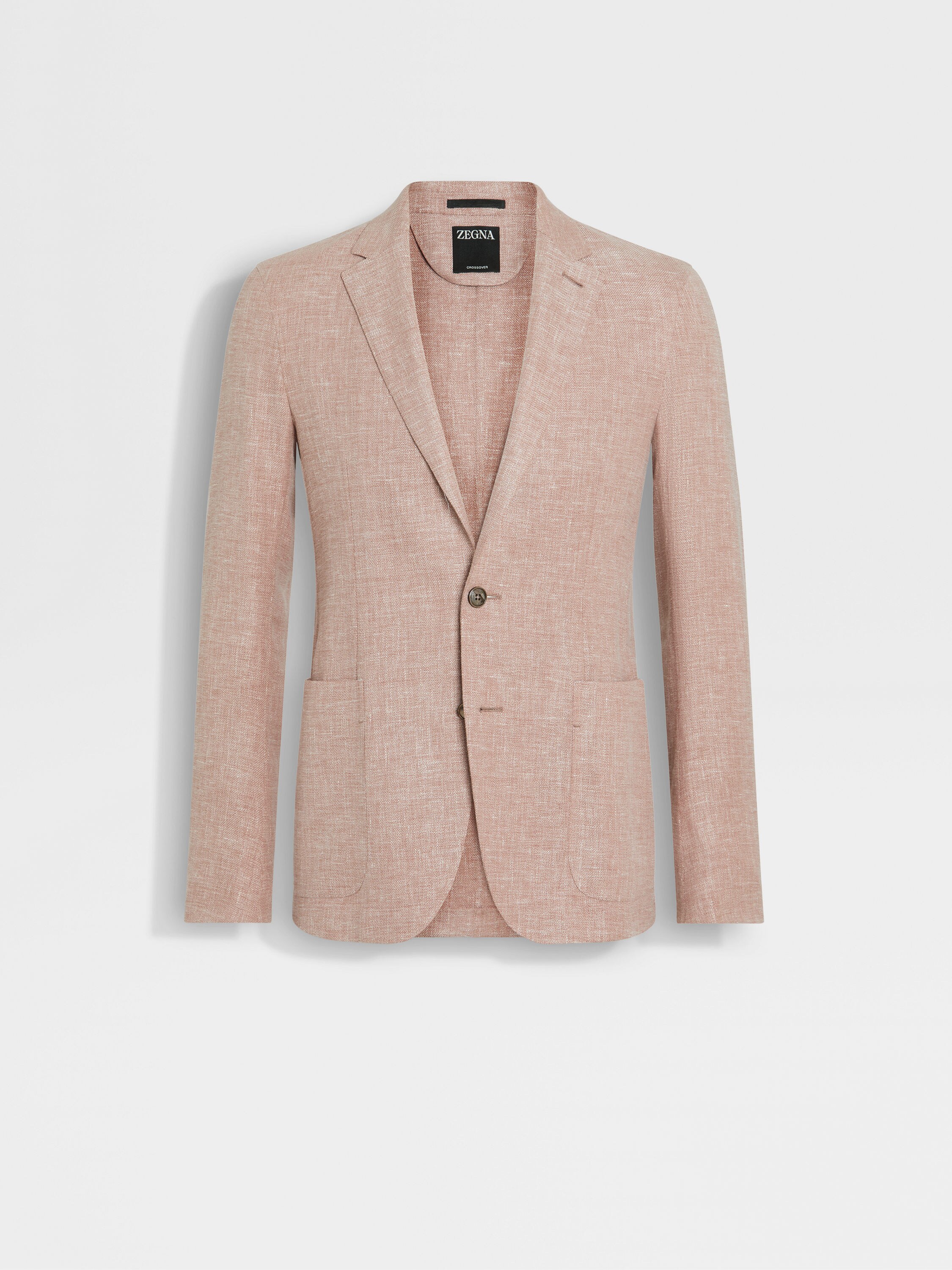 Light Brick Red Crossover Linen Wool and Silk Blend Jacket Main product photo